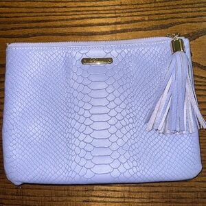 Gigi Lavender Python-Embossed Leather All in One Clutch with Tassel